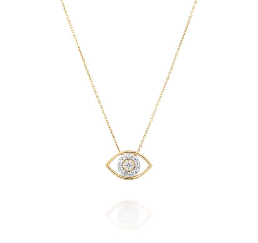 תליון עין, זהב 14K, משובץ 0.12 קראט יהלומים, דגם PDSPF24883