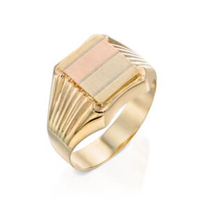 טבעת חותם לגבר, 14K זהב, דגם R399-AU642