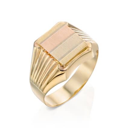 טבעת חותם לגבר, 14K זהב, דגם R399-AU642