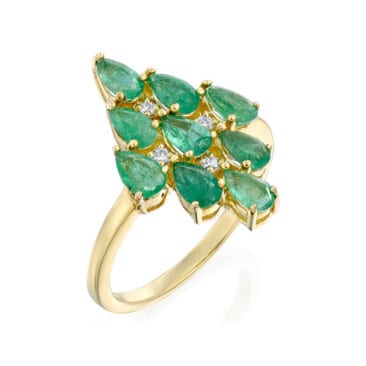 טבעת אמרלד ויהלומים, זהב 14K, דגם RD21422EM