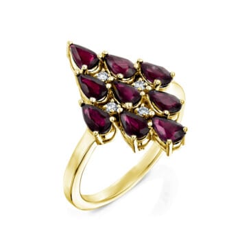 טבעת רובי ויהלומים, זהב 14K, דגם RD21422RU