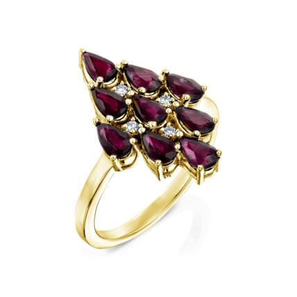 טבעת רובי ויהלומים, זהב 14K, דגם RD21422RU