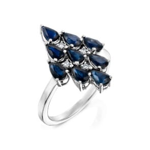 טבעת ספיר ויהלומים, זהב 14K, דגם RD21422SA