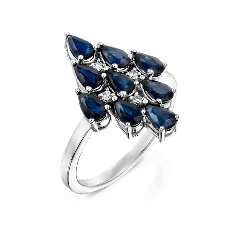 טבעת ספיר ויהלומים, זהב 14K, דגם RD21422SA