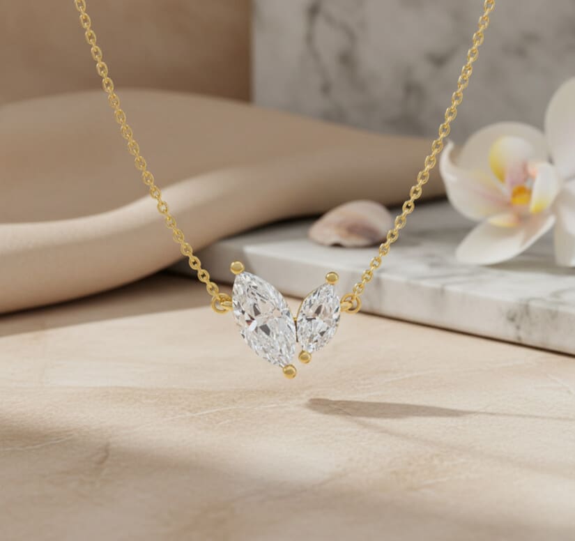 שרשרת יהלומי מעבדה, זהב 14K, משובצת 0.35 קראט יהלומים, דגם CDLPF25304