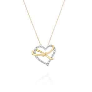שרשרת עם תליון יהלומים בצורת לב , זהב 14K משובץ 0.15 קראט יהלומים, דגם CDPH20408