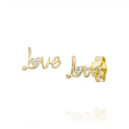 עגילי זהב LOVE צמודים לאוזן, 14K זהב, דגם E-KSW1072-4