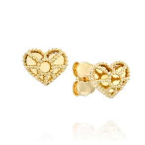 עגילי זהב בצורת לב, 14K זהב, דגם E277-275428