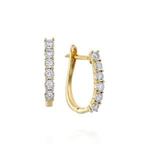 עגילי חישוק יהלומים מזהב K14, משובצים 0.25 קראט יהלומים, דגם EDSEF32362