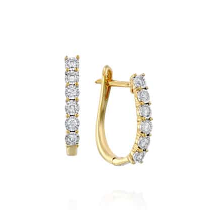 עגילי חישוק יהלומים מזהב K14, משובצים 0.25 קראט יהלומים, דגם EDSEF32362