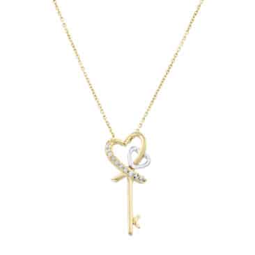 תליון יהלומים בצורת מפתח ,זהב 14K משובץ 0.05 קראט יהלומים, דגם PDPF25355Y