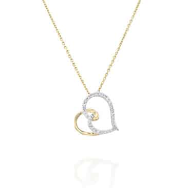 תליון יהלומים בצורת לב , זהב 14K משובץ 0.12 קראט יהלומים, דגם PDPH20411