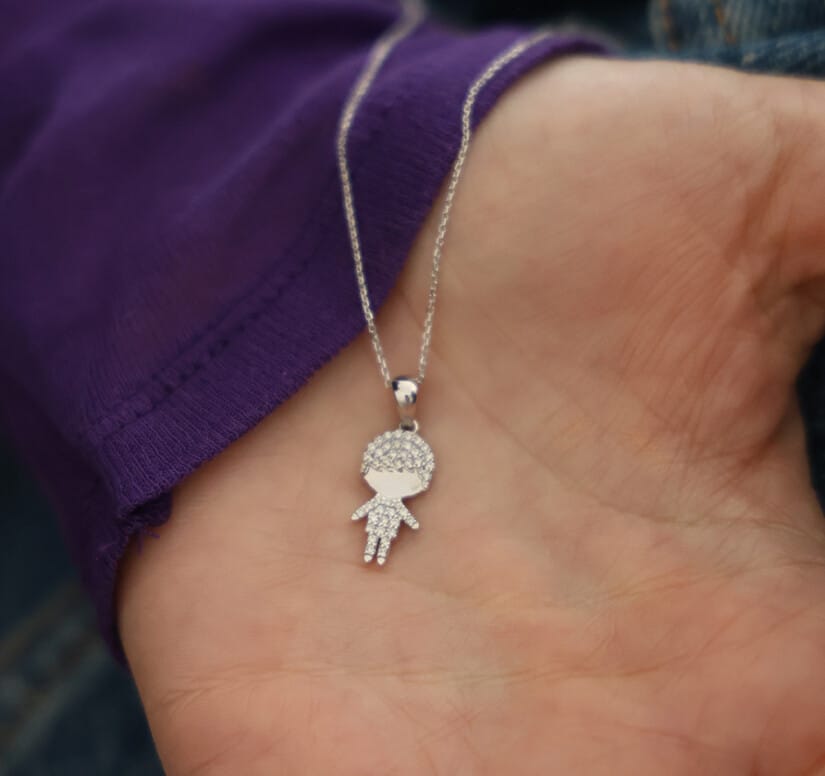 תליון יהלומים בן מזהב 14k, משובץ 0.18 קראט יהלומים, דגם PD6730B