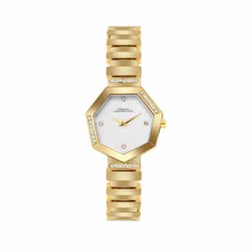 שעון French Connection Mirava לאישה עם לוח משושה אם הפנינה, דגם FCN0139GM