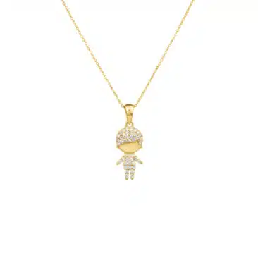 תליון יהלומים בן מזהב 14k, משובץ 0.18 קראט יהלומים, דגם PD6730B