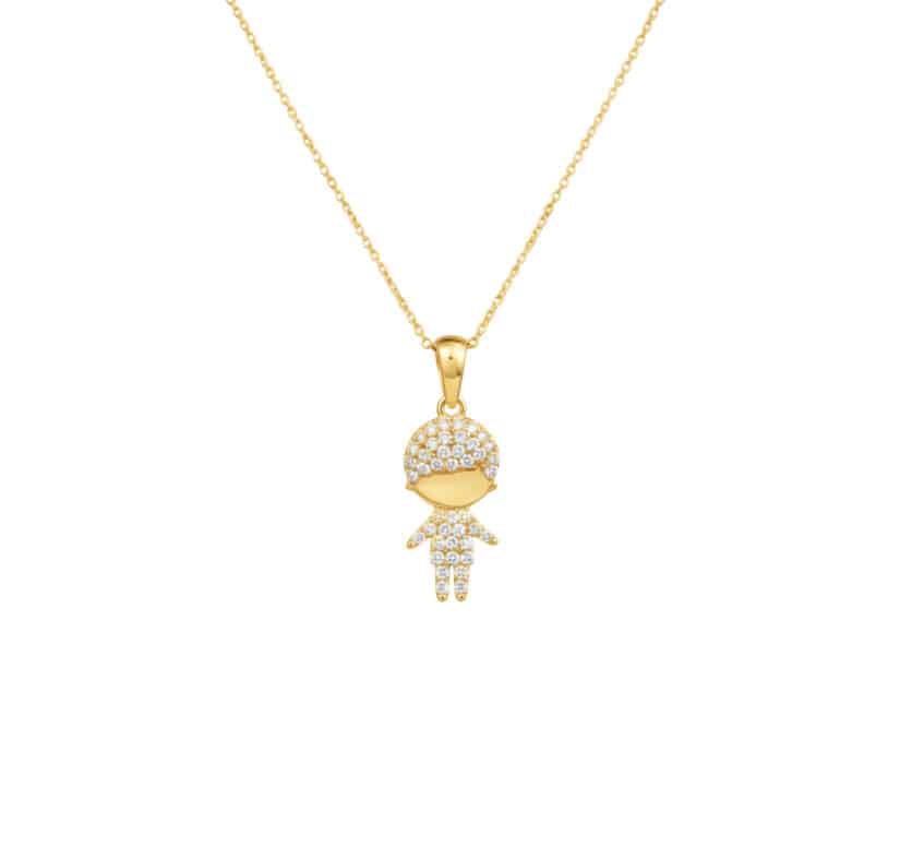 תליון יהלומים בן מזהב 14k, משובץ 0.18 קראט יהלומים, דגם PD6730B