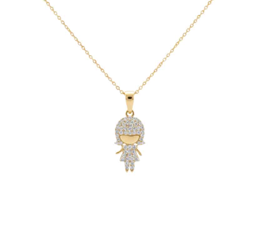 תליון יהלומים בת מזהב 14k, משובץ 0.18 קראט יהלומים, דגם PD6731G