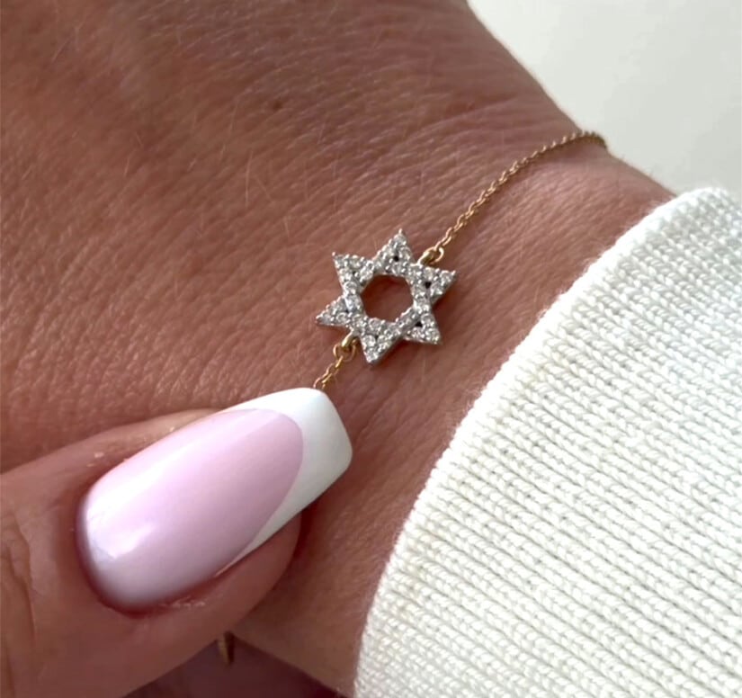 צמיד יהלומים זהב 14k, משובץ 0.15 קראט יהלומים, דגם BDBF10821