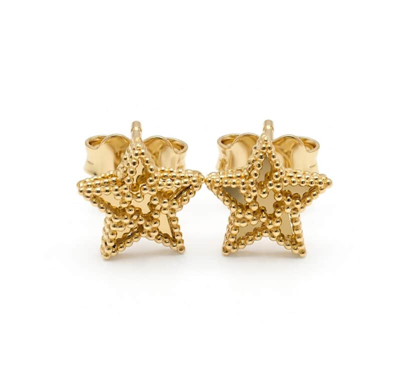 עגילי זהב בצורת כוכב, 14K זהב, דגם E277-275133