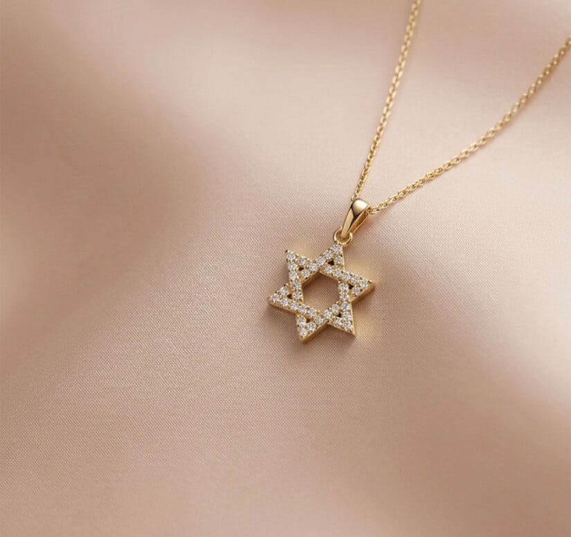 תליון יהלומים מגן דוד, 14K זהב, משובץ 0.20 קראט יהלומים, דגם PDPF24997