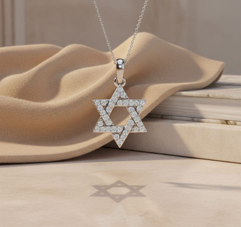 תליון יהלומים מגן דוד, 14K זהב, משובץ 0.20 קראט יהלומים, דגם PDPF24997