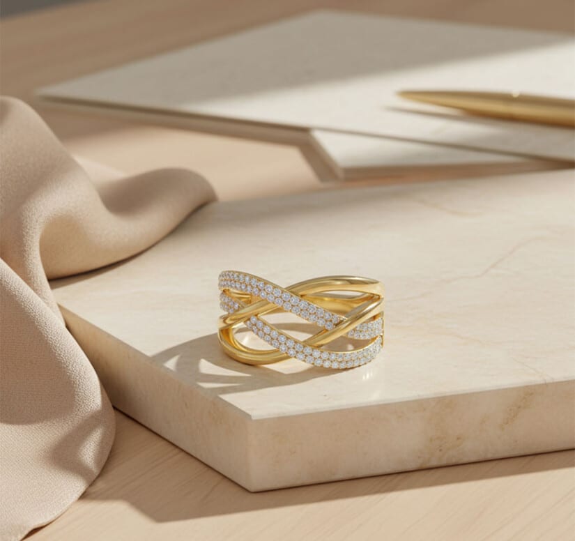 טבעת יהלומים, זהב 14K משובצת 0.33 קראט יהלומים, דגם RDRF27028