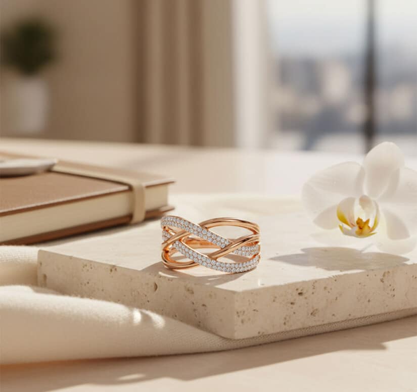 טבעת יהלומים, זהב 14K משובצת 0.33 קראט יהלומים, דגם RDRF27028