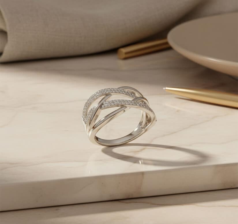 טבעת יהלומים, זהב 14K משובצת 0.33 קראט יהלומים, דגם RDRF27028