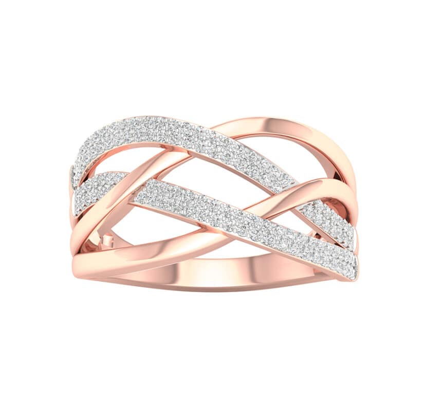 טבעת יהלומים, זהב 14K משובצת 0.33 קראט יהלומים, דגם RDRF27028