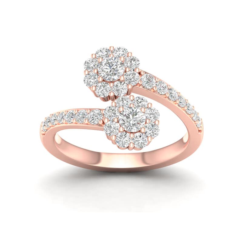 טבעת יהלומים, זהב 14K משובצת 1.00 קראט יהלומים, דגם RDRF27224