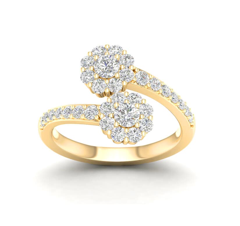 טבעת יהלומים, זהב 14K משובצת 1.00 קראט יהלומים, דגם RDRF27224