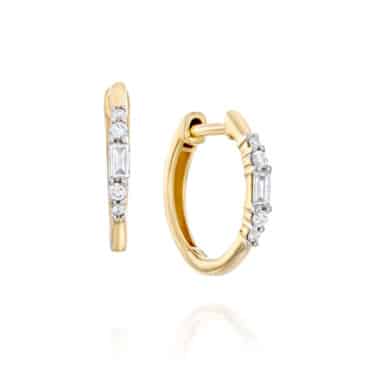 עגילי יהלומים, 14K זהב, משובצים 0.16 קראט יהלומים, דגם EDEH02491