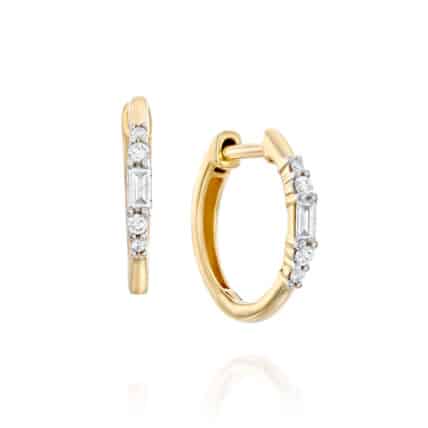 עגילי יהלומים, 14K זהב, משובצים 0.16 קראט יהלומים, דגם EDEH02491