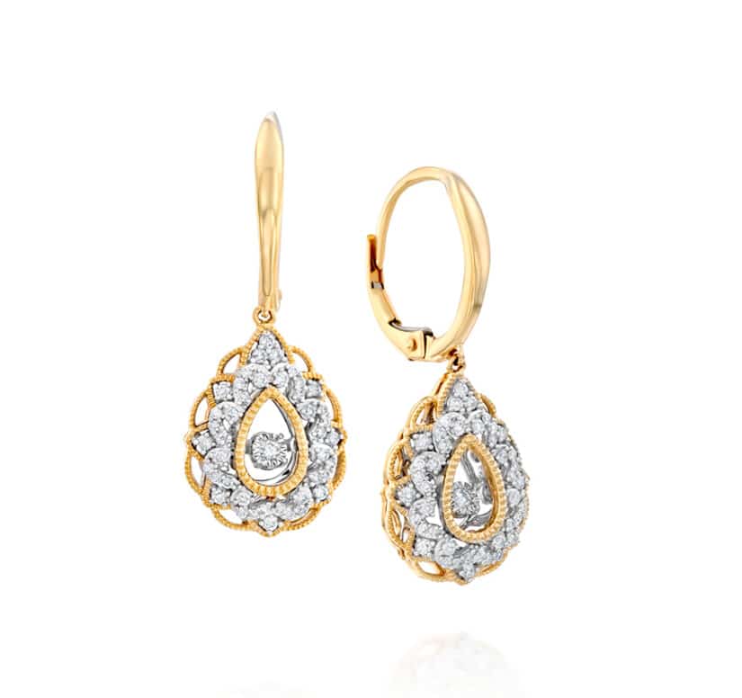 עגילי יהלומים, 14K זהב, משובצים 0.33 קראט יהלומים, דגם EDSEF32533