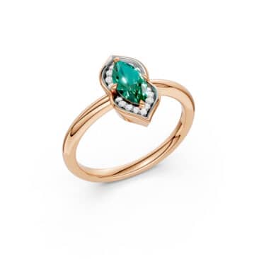 טבעת אמרלד ויהלומים, זהב 14K, דגם RDRF33836EM