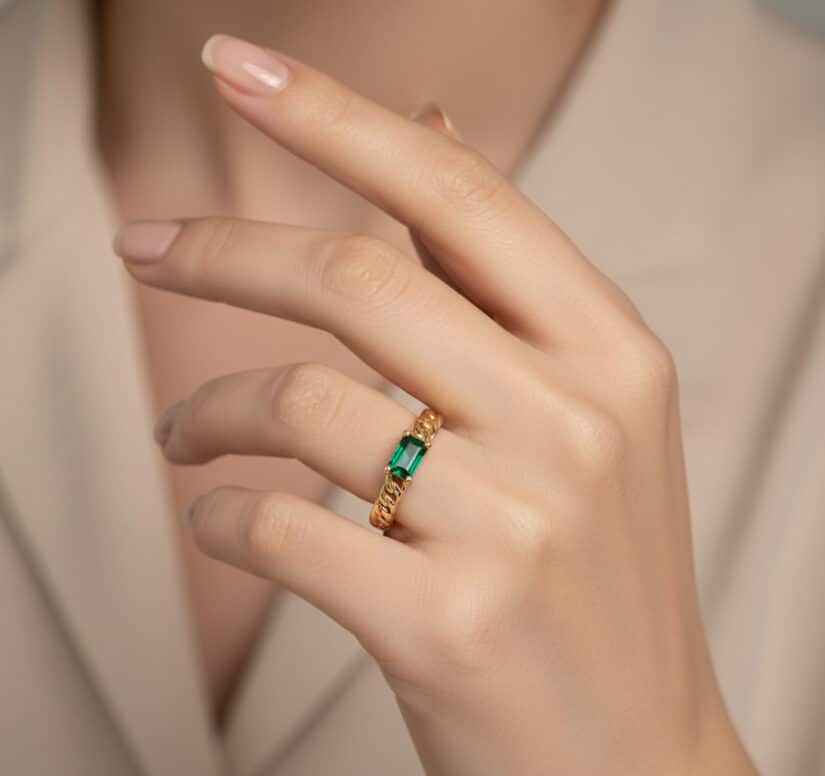 טבעת אבן אמרלד, זהב 14k, דגם RS3800