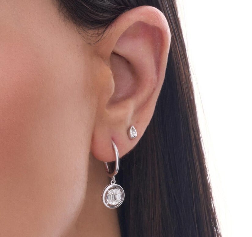 עגילי יהלומים, 14K, משובצים 0.33 קראט יהלומים, דגם EDEF35128