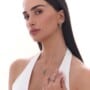 עגילי אמרלד ויהלומים, זהב צהוב 14K, משובצים 0.09 קראט יהלומים, דגם EDEH02883EM