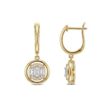 עגילי יהלומים, 14K, משובצים 0.24 קראט יהלומים, דגם EDEF35128