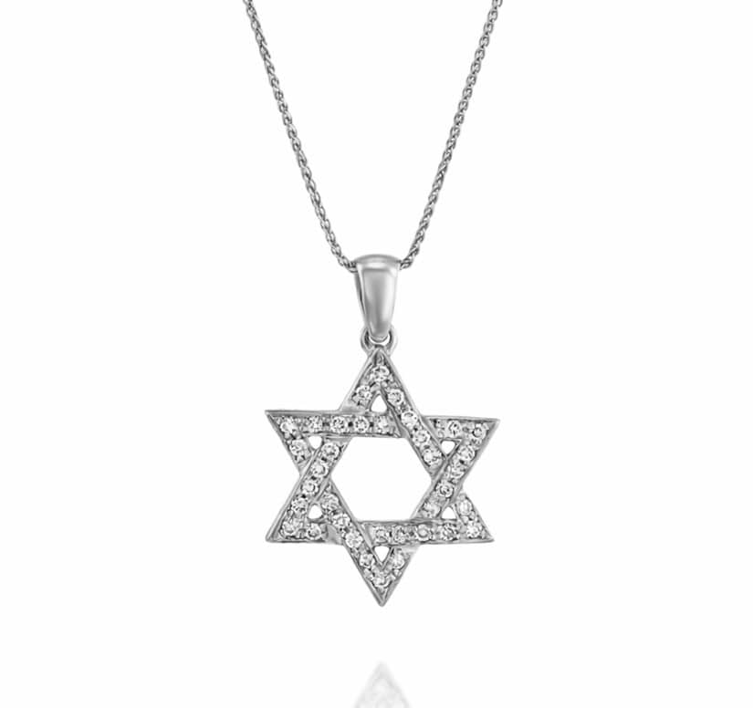 תליון מגן דוד משובץ יהלומים, זהב 14K, משובץ 0.25 קראט יהלומים, דגם PD205