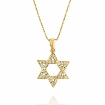 תליון מגן דוד משובץ יהלומים, זהב 14K, משובץ 0.25 קראט יהלומים, דגם PD205