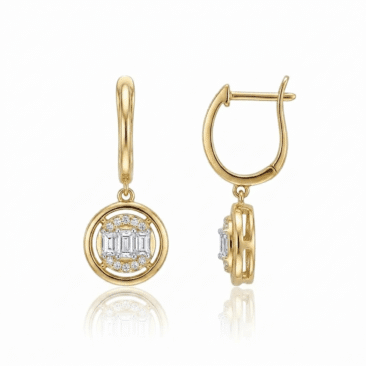 עגילי יהלומים, 14K, משובצים 0.33 קראט יהלומים, דגם EDEF35128
