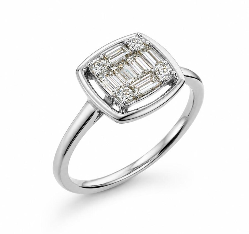 טבעת יהלומים, זהב לבן 14K, משובצת 0.27 קראט יהלומים, דגם RDRF32573